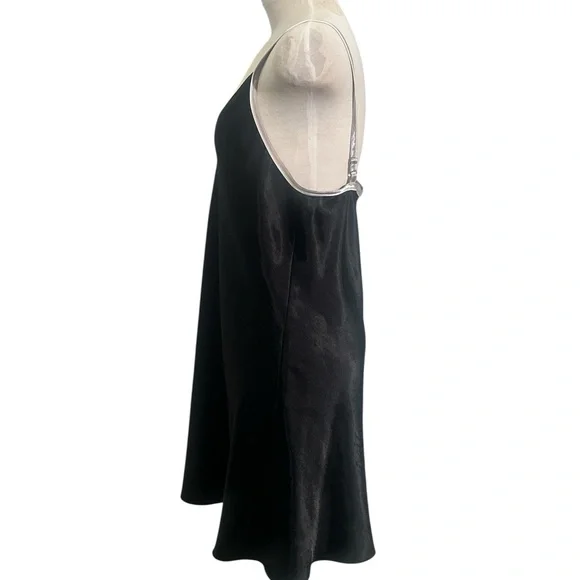 Jones New York Vintage Black Satin with White Straps Slip Dress Size Large - Picture 4 of 7